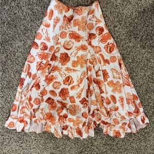 Anthropologie Coral Floral A-Line Skirt
